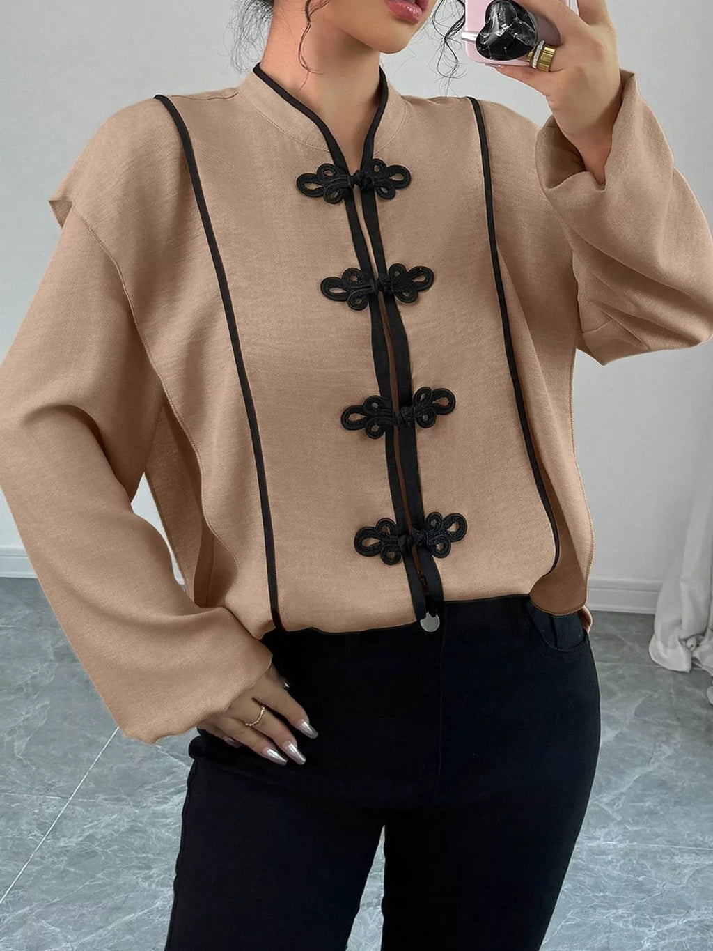 Chinese-Style Mandarin Collar Blouse