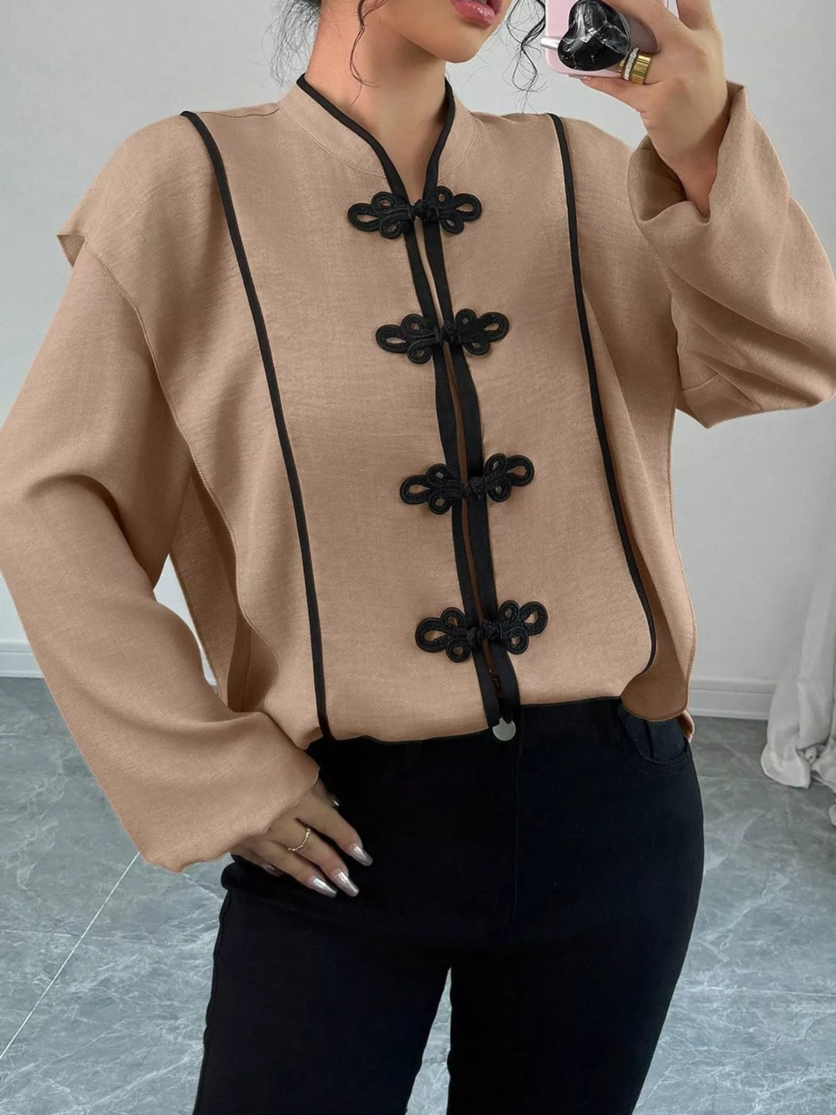 Chinese-Style Mandarin Collar Blouse
