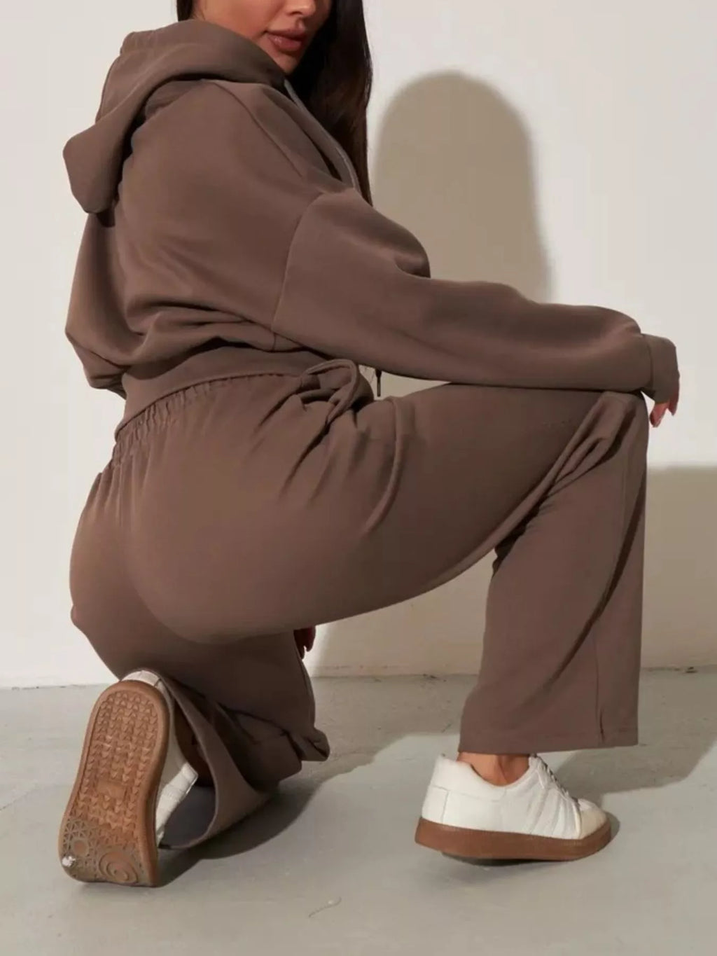 Zip-Up Hoodie and Wide-Leg Sweatpants Set