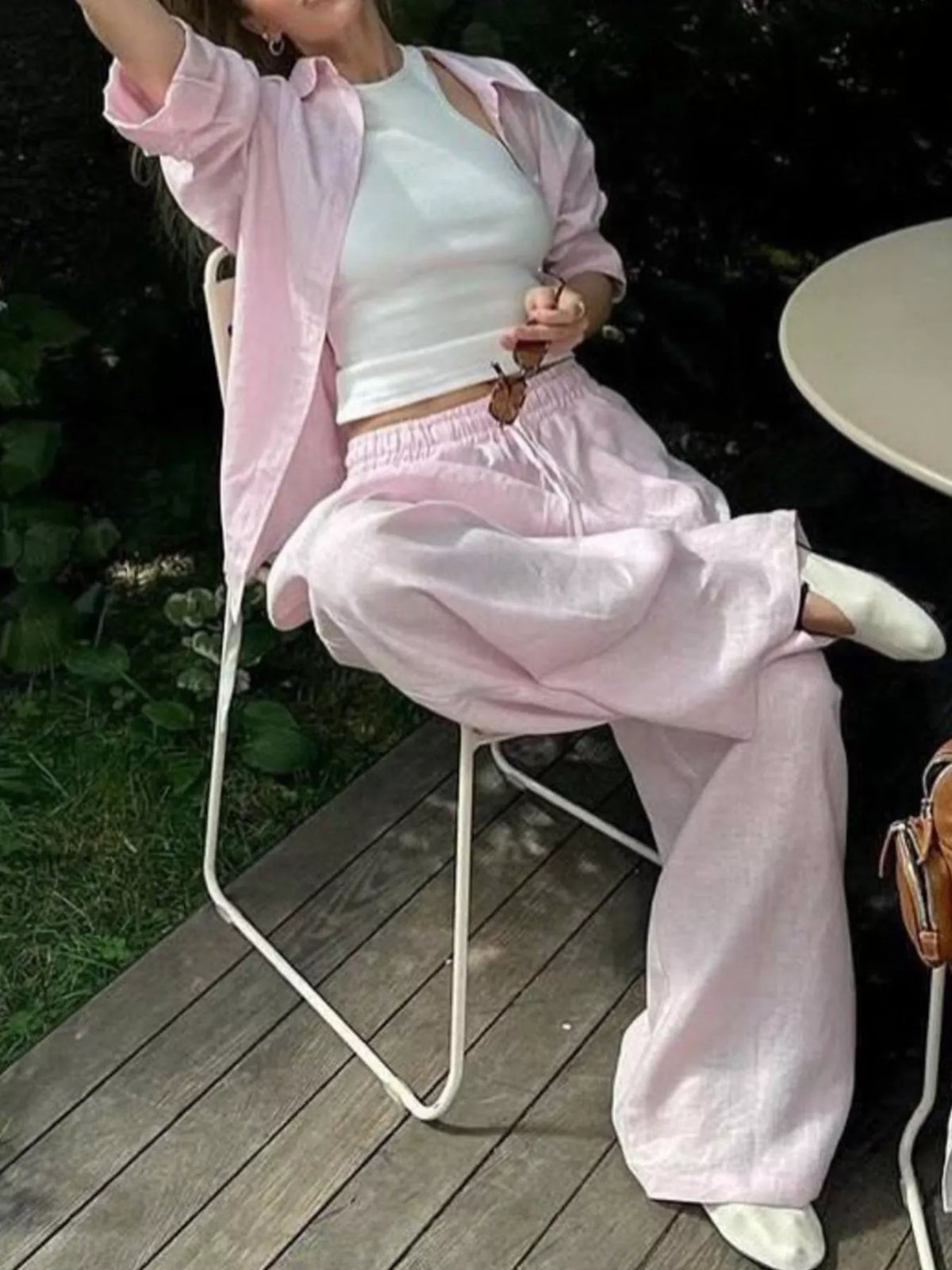Button Up Long Sleeve Shirt and Pants Set