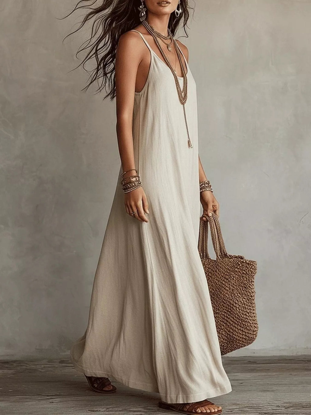 Full Size Scoop Neck Spaghetti Strap Maxi Dress Plus Size