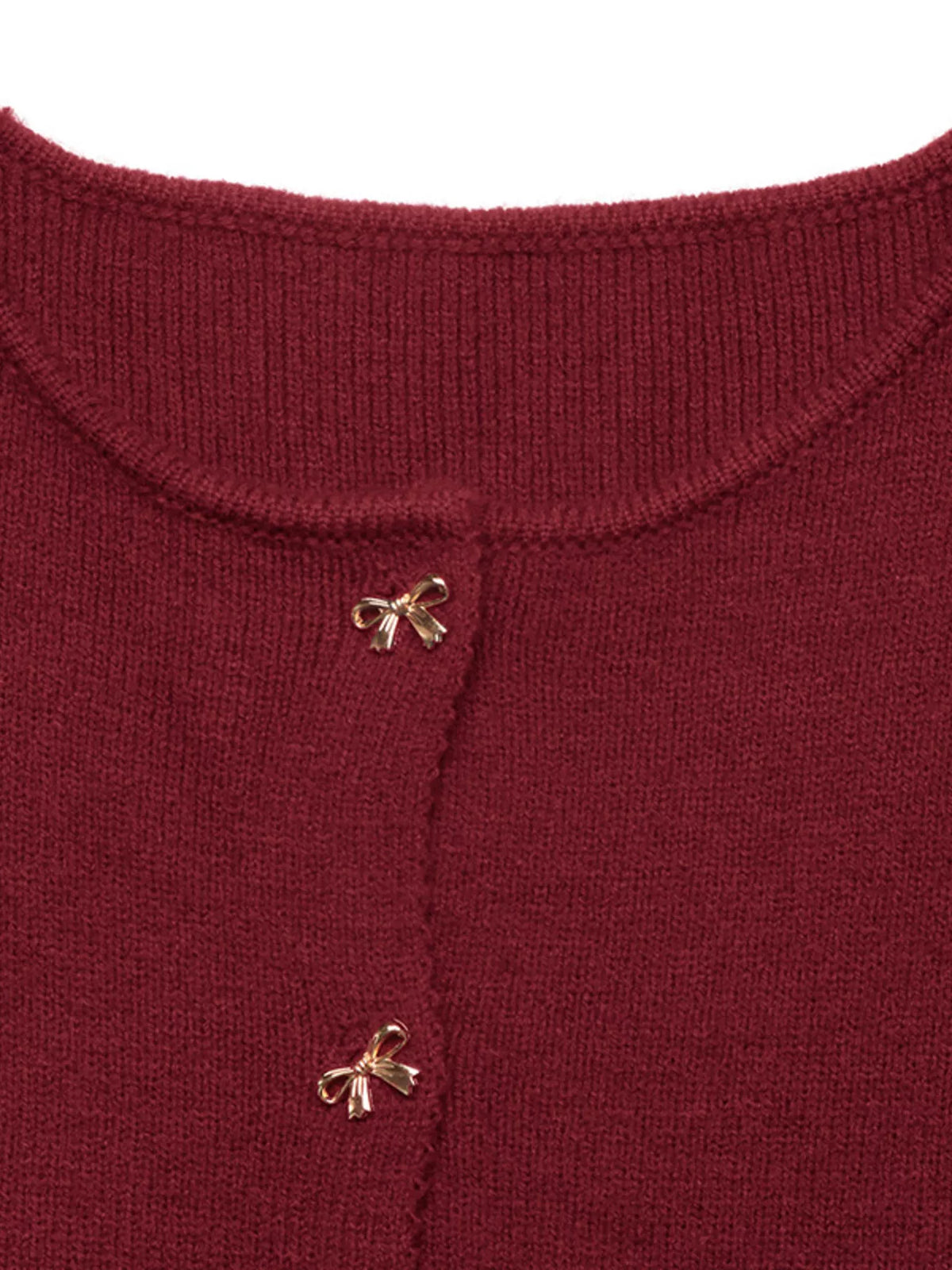 Bow Button Up Knit Cardigan