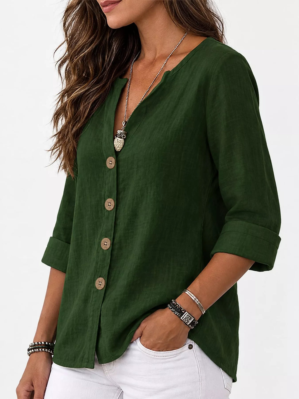 Notched Button Down Shirt