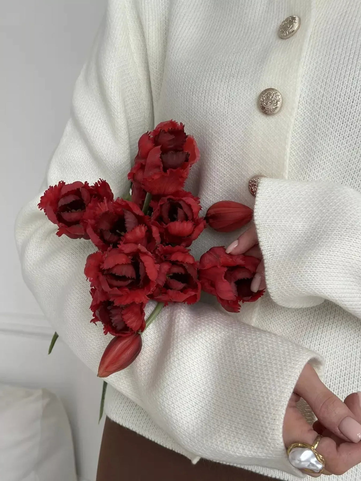 Crew-Neck Button Down Cardigan