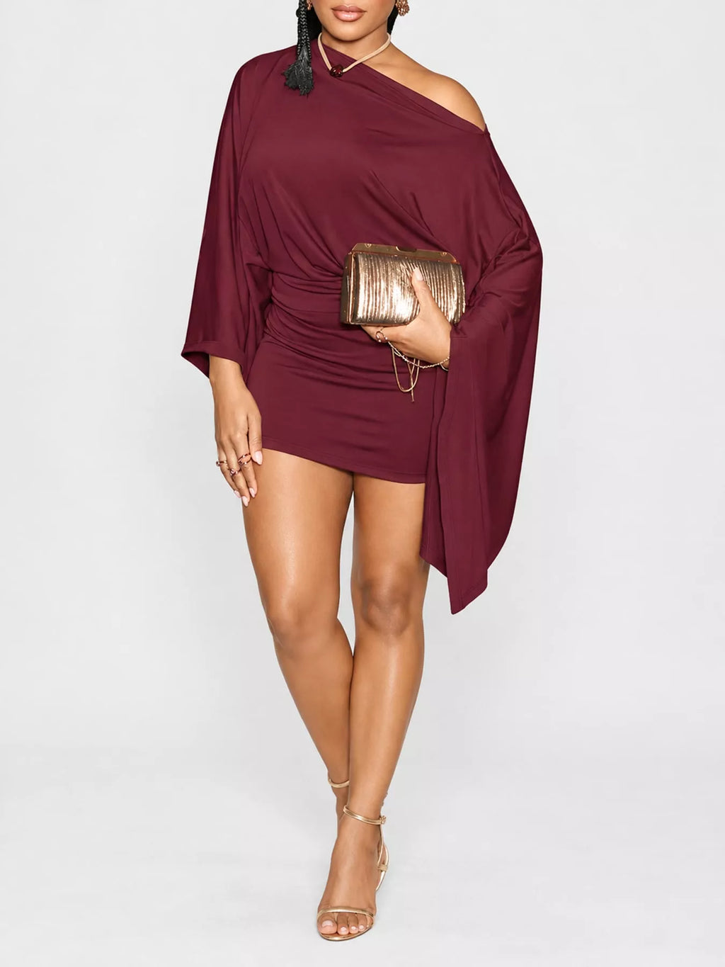 One-Shoulder Draped Bodycon Mini Dress