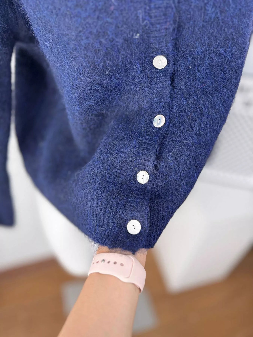 Fuzzy Knit Button-Down Cardigan