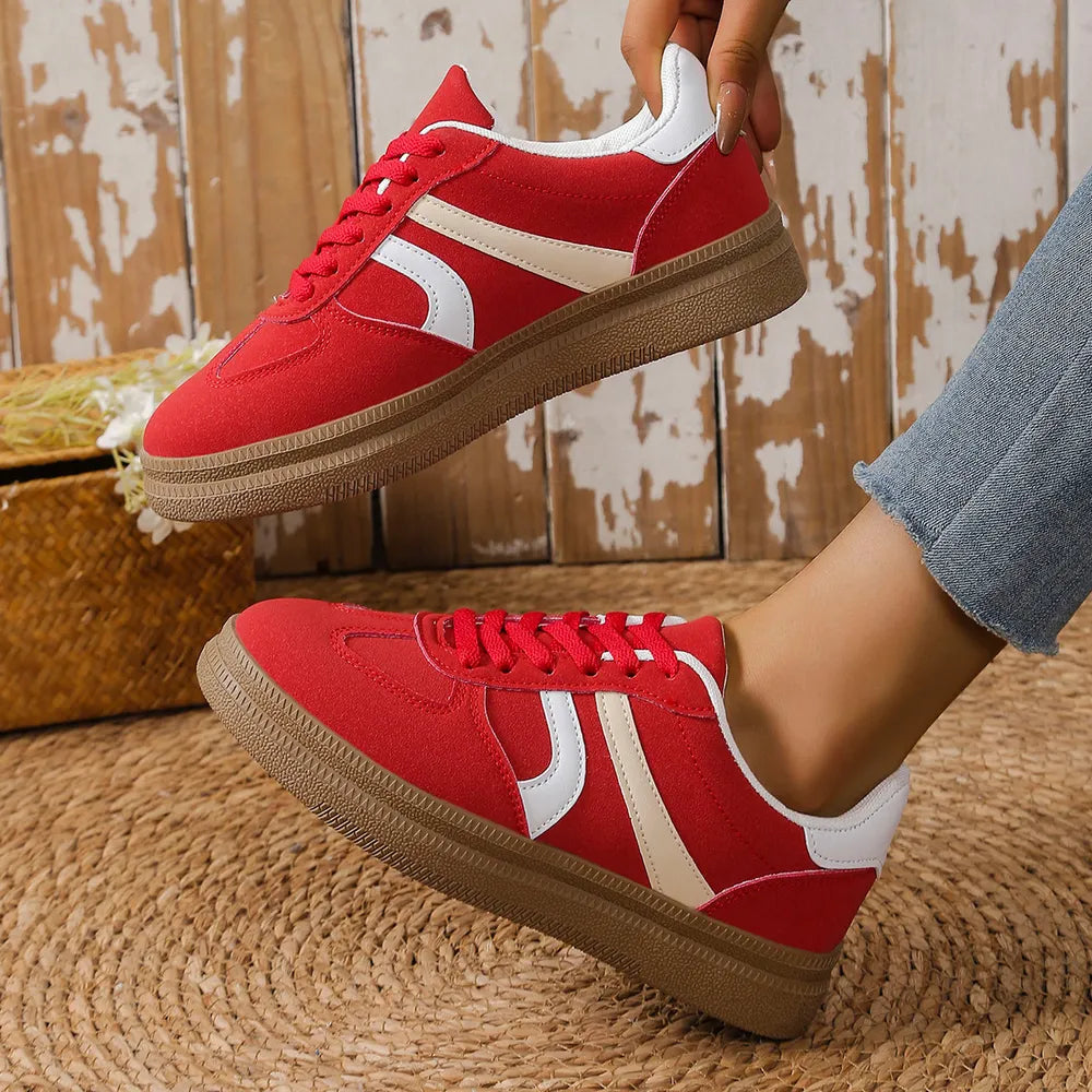 Contrast Round Toe Platform Sneakers
