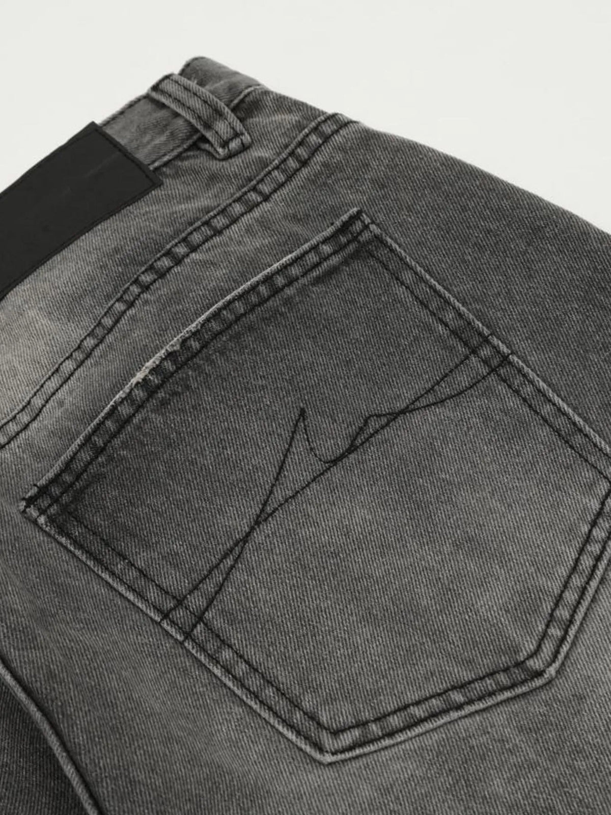 Men's Vintage Washed Distressed Wide-Leg Jeans