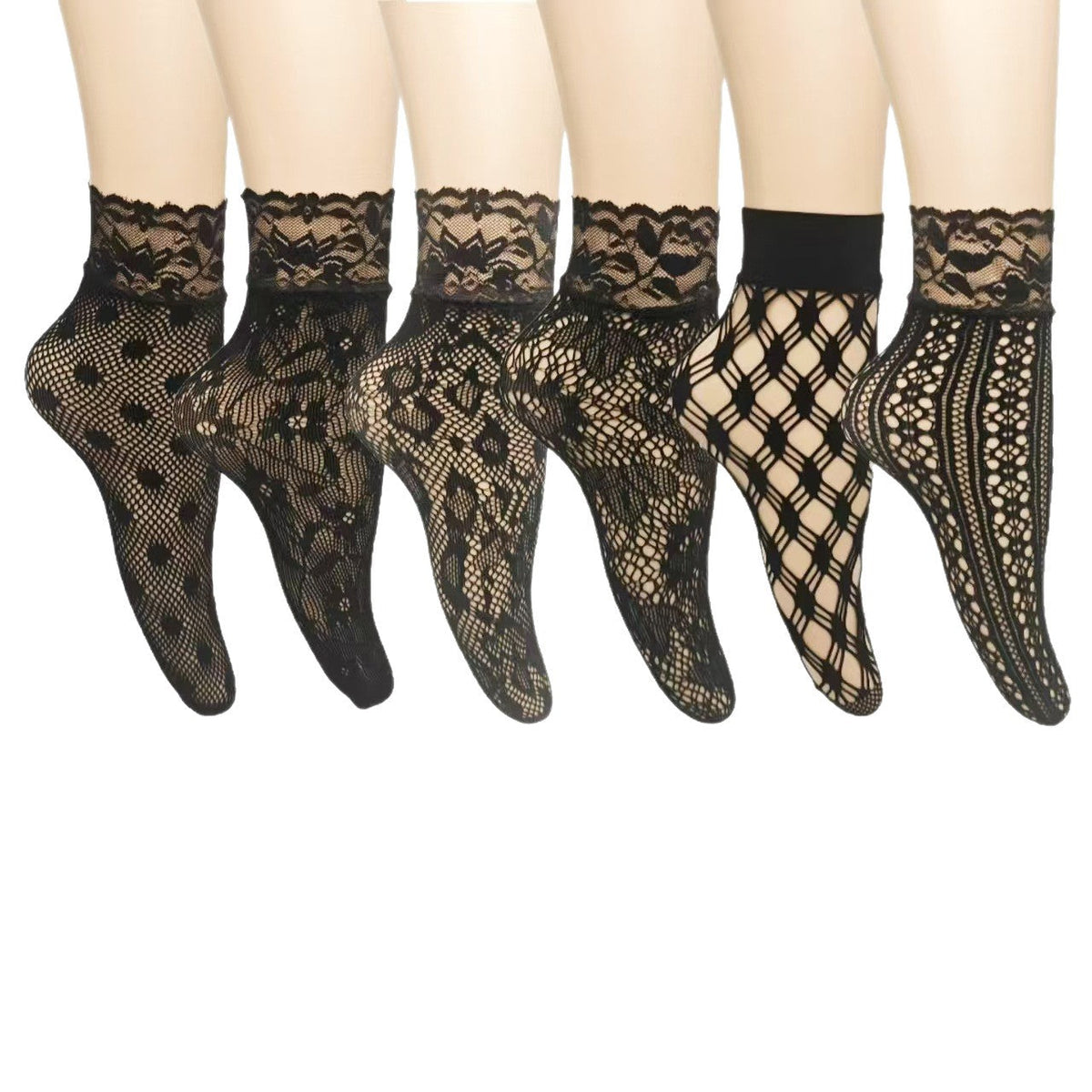 Jacquard Black Sheer Stockings Short Women Thin Sweat-absorbent