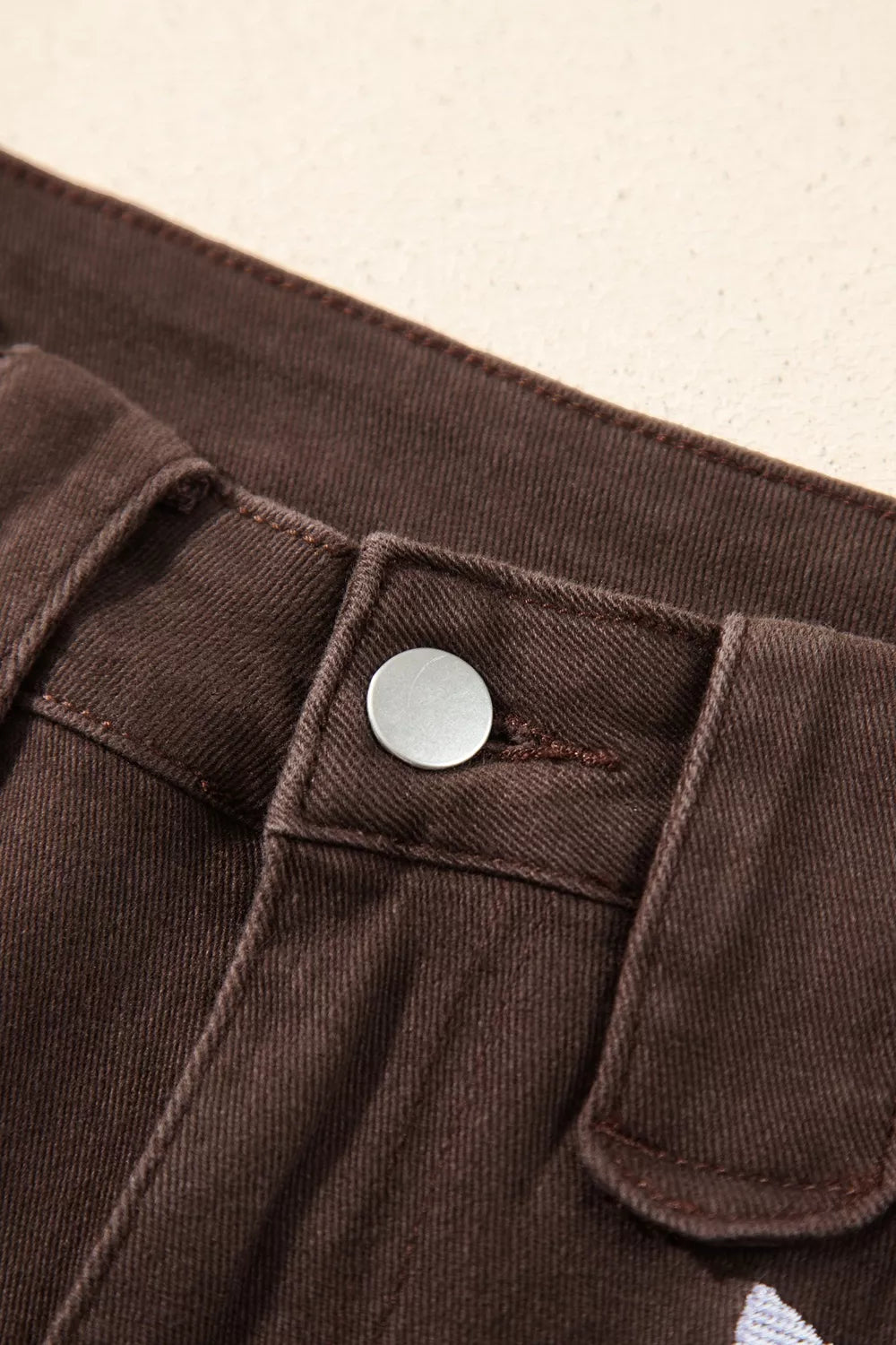 Western Colorblock Pockets Button Fly Decorative Belt Loops Straight Leg Jeans