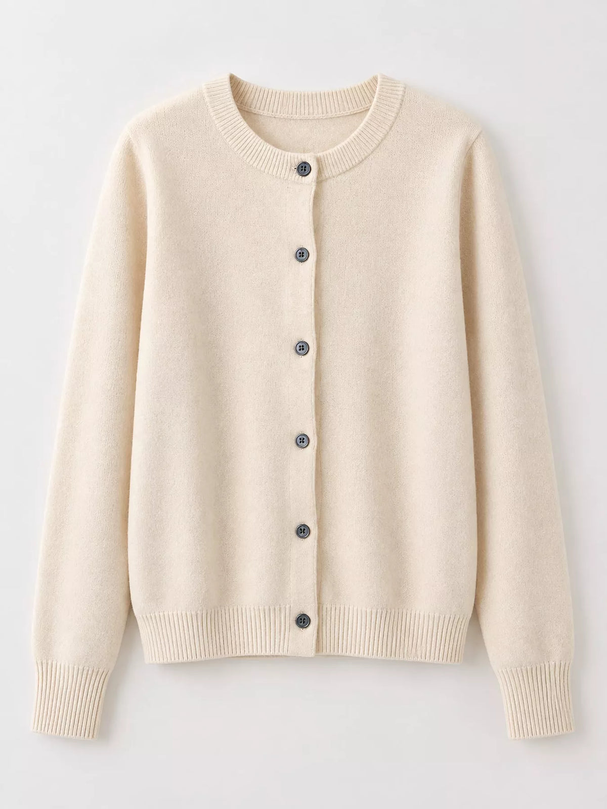Crew Neck Button-Down Cardigan