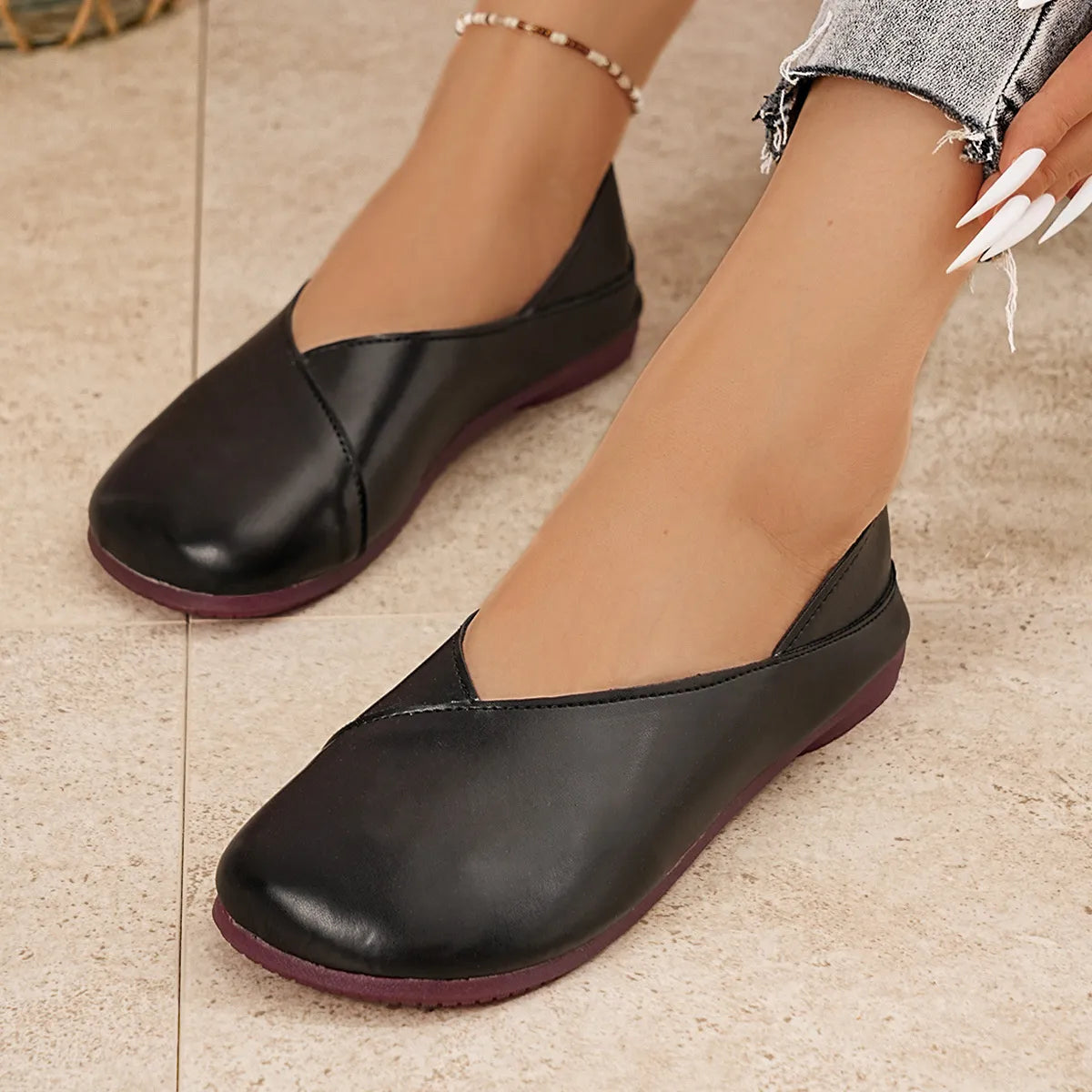 Round Toe Flats Slip-Ons