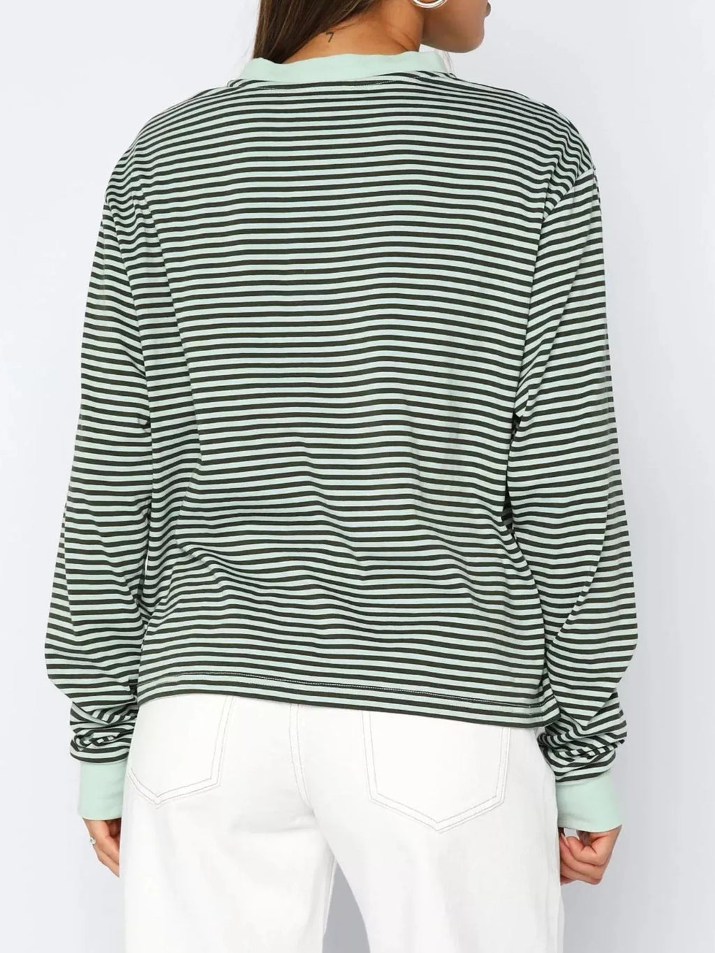 Striped Oversized Round Neck Sweatshirt