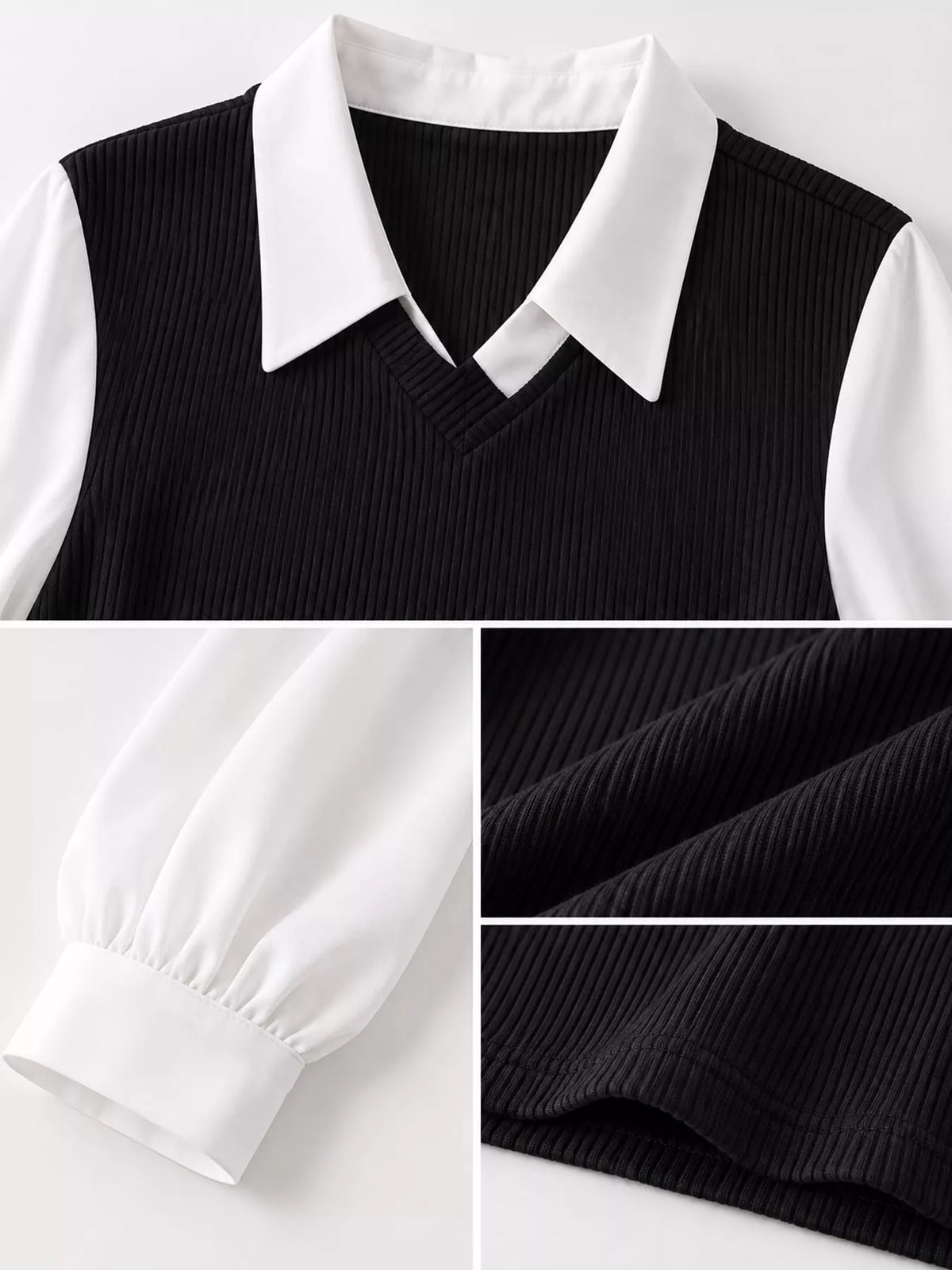 Layered Look Long Sleeve Blouse