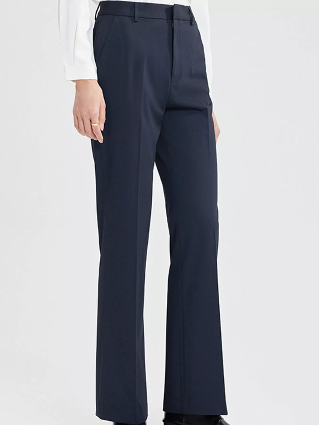 High-Waisted Slim-Fit Dress Pants