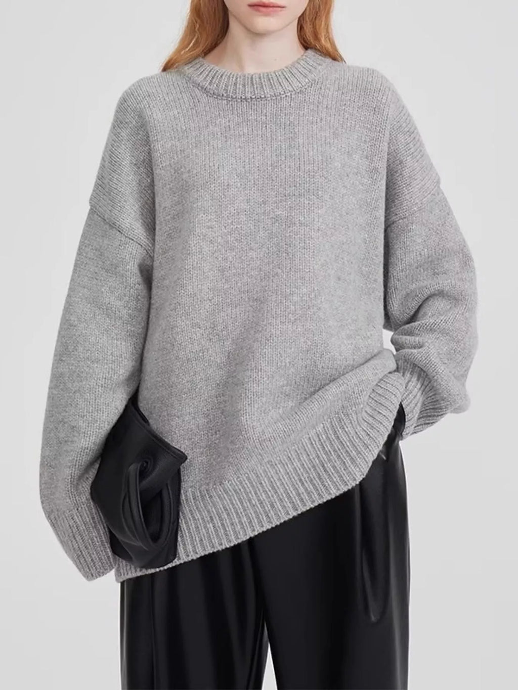 Round Neck Dropped Shoulder Sweater