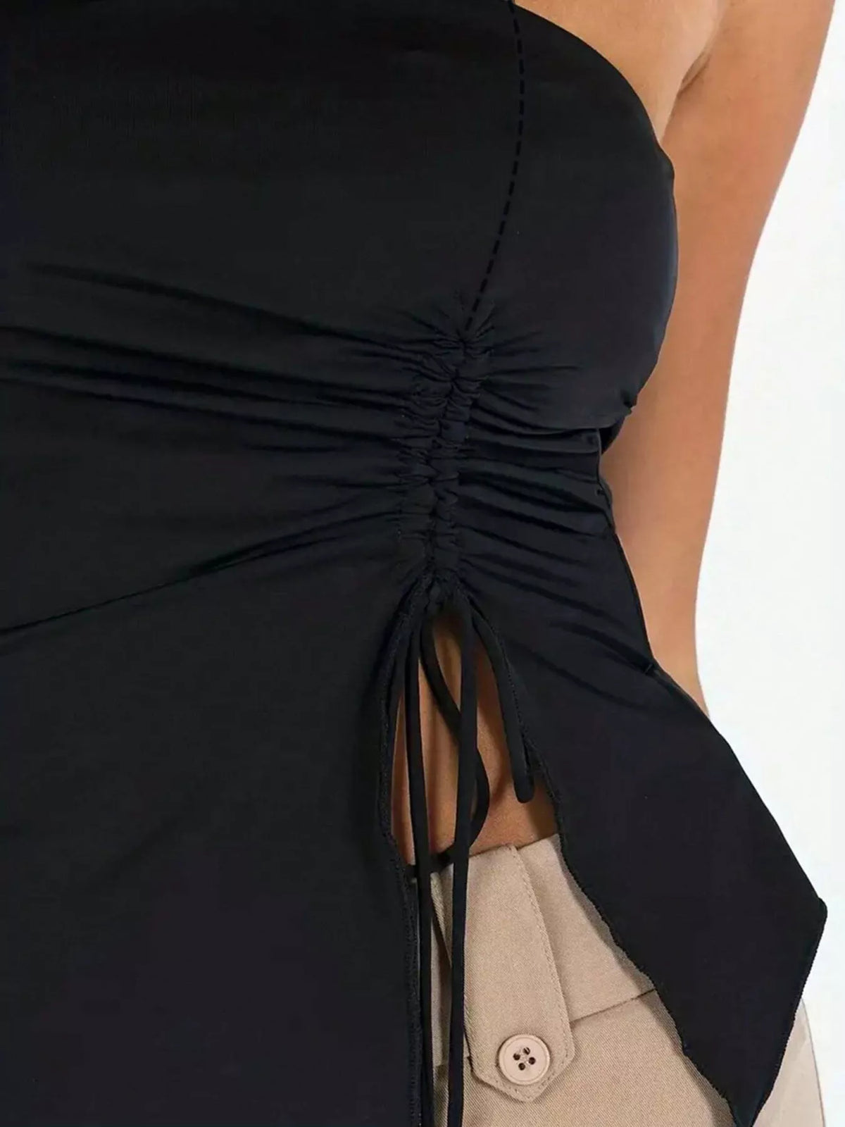 Strapless Ruched Drawstring Cami Top