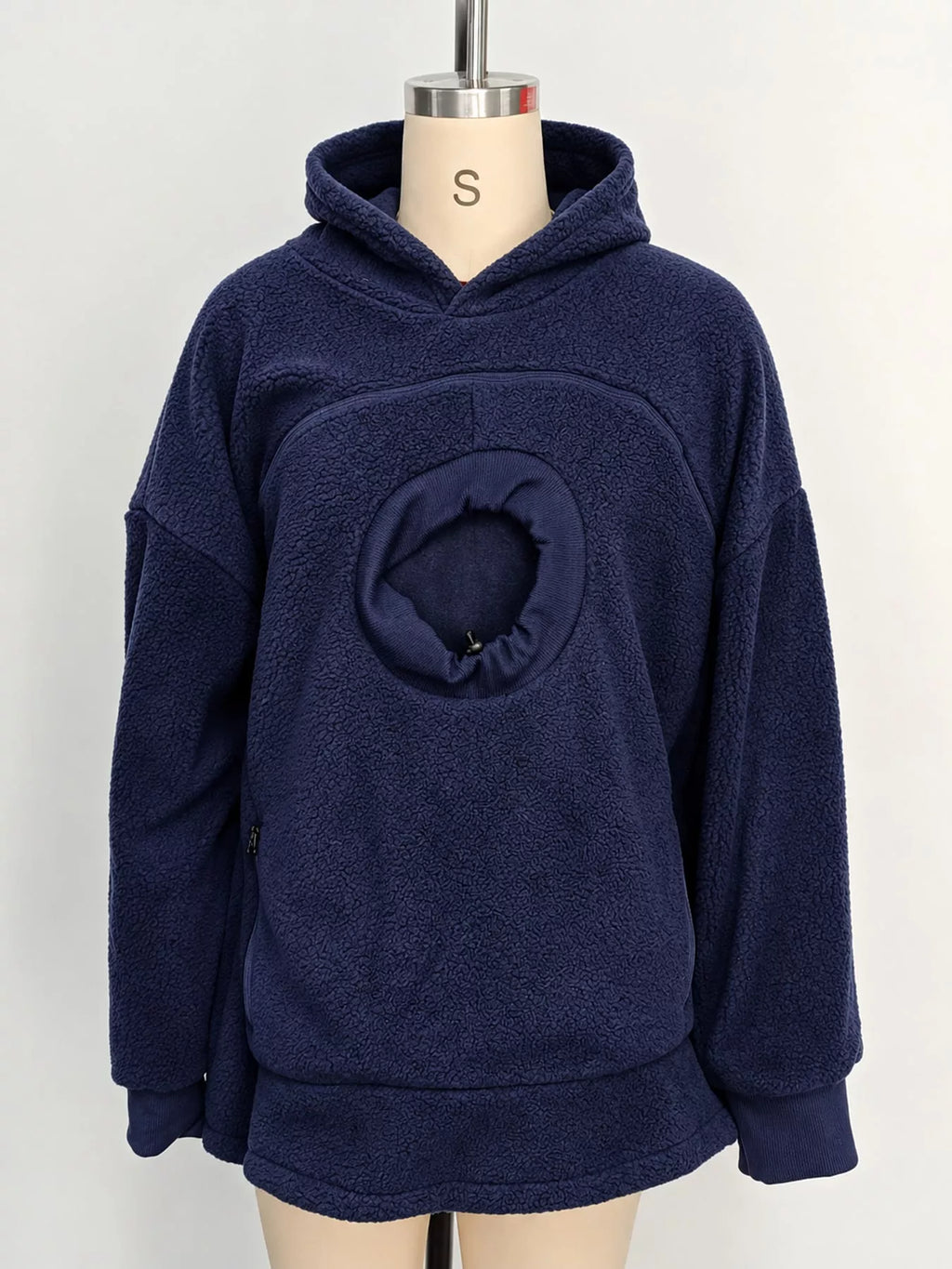 Full Size Fleece Pet-Carrying Hoodie with Cat Pouch Plus Size