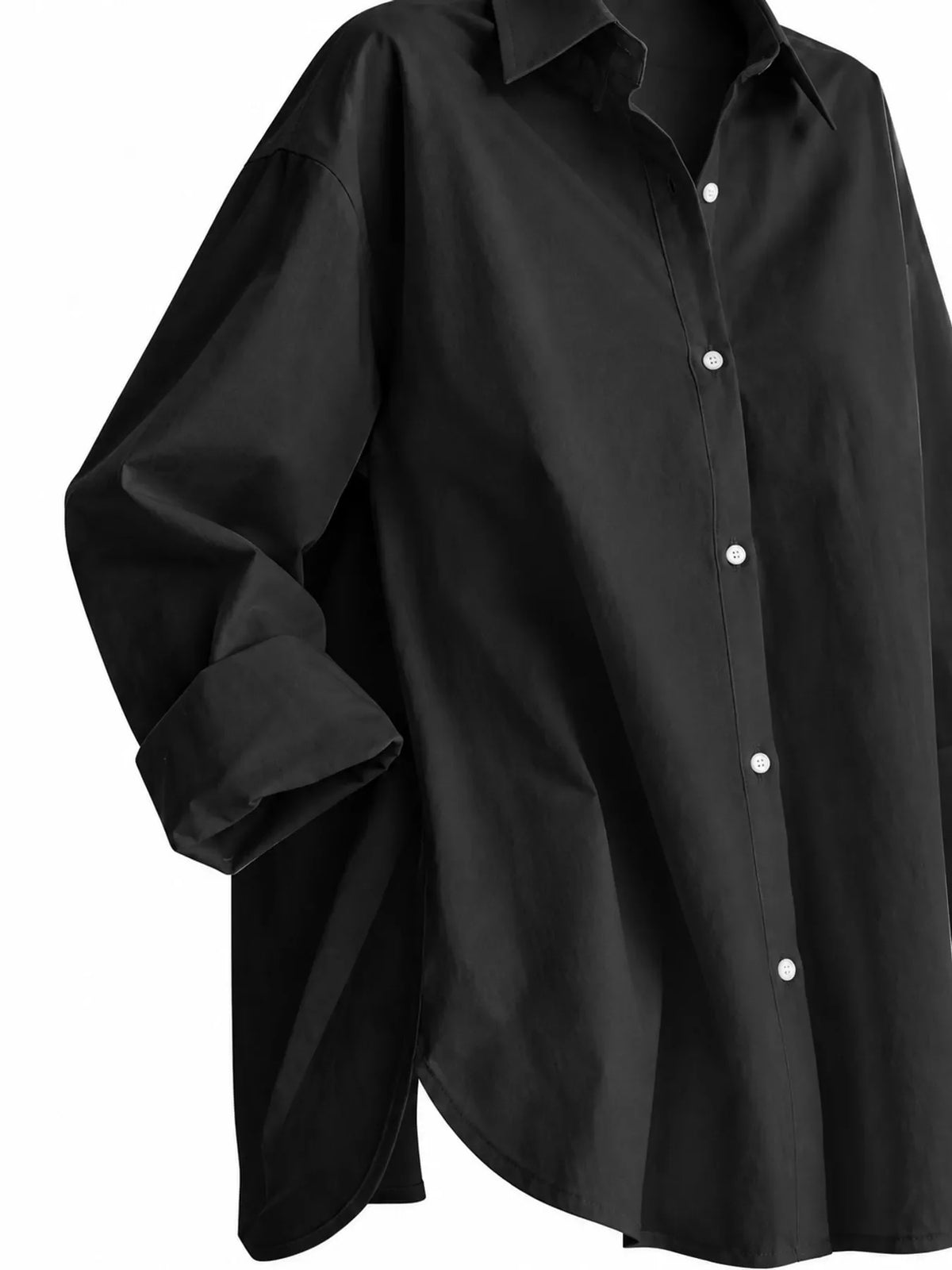 Full Size Oversized Button-Down Long Sleeve Shirt Plus Size