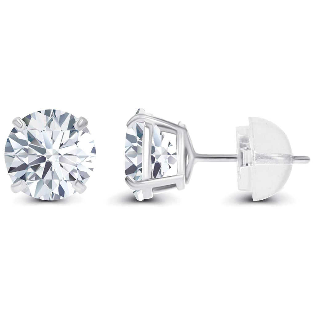 1.00 CTW Genuine Certified Moissanite Stud Earrings in Solid 14K White or Yellow Gold