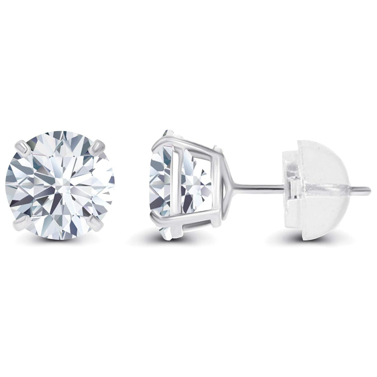 1.00 CTW Genuine Certified Moissanite Stud Earrings in Solid 14K White or Yellow Gold