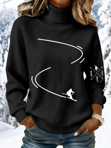 Women's Ski Lift Print Knit Sweater