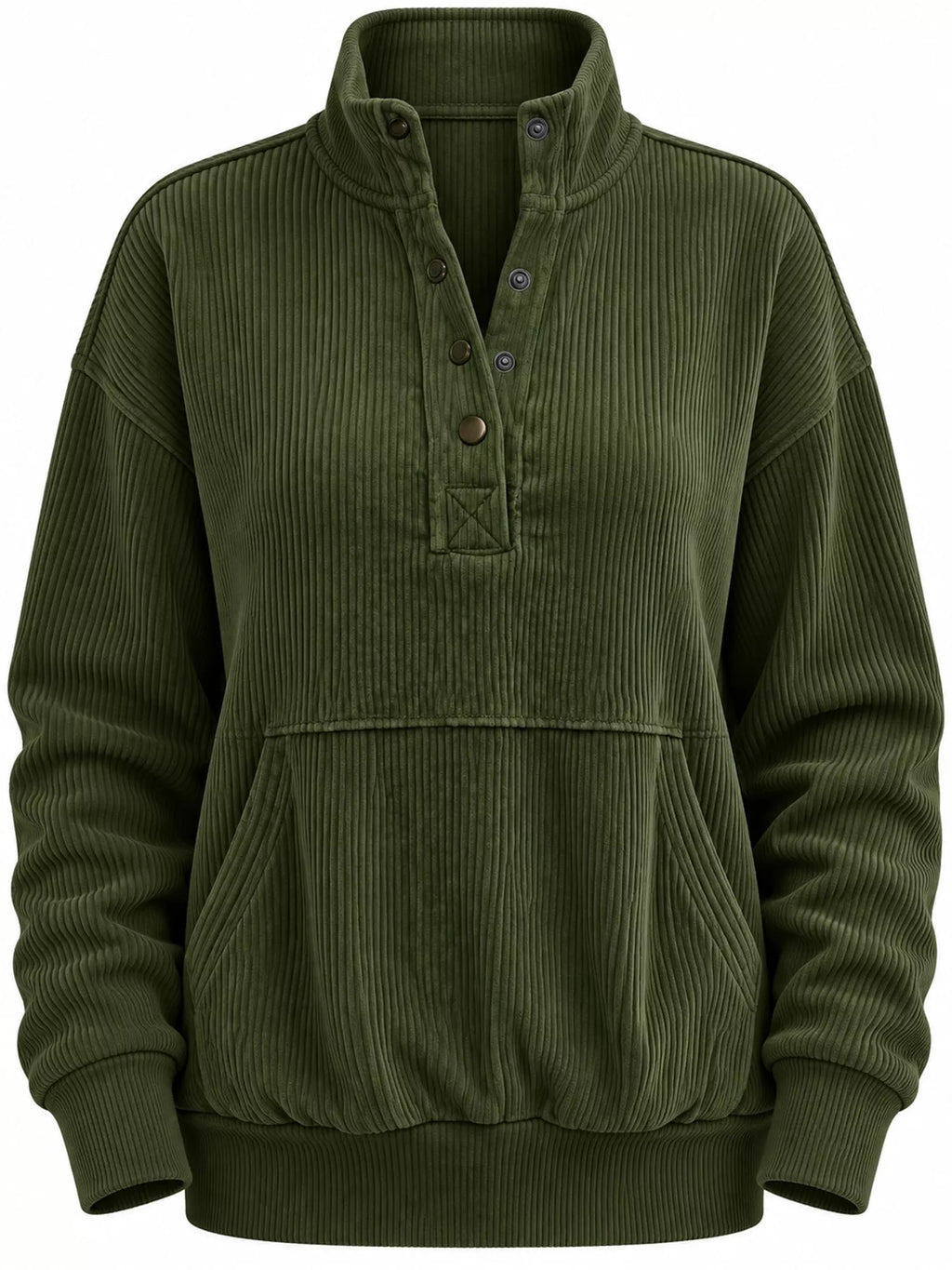 Full Size Quarter-Snap Sweatshirt with Kangaroo Pocket Plus Size
