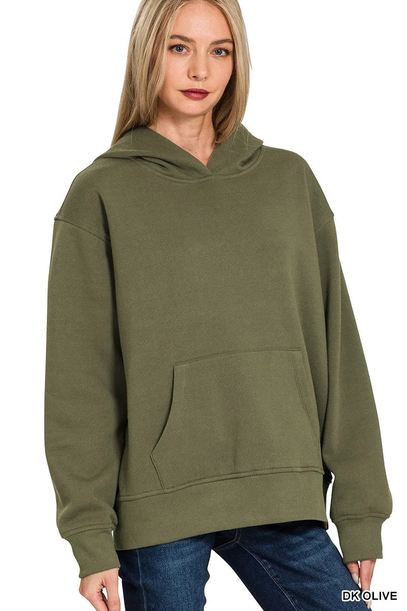 Zenana Fleece Kangaroo Pocket Hoodie