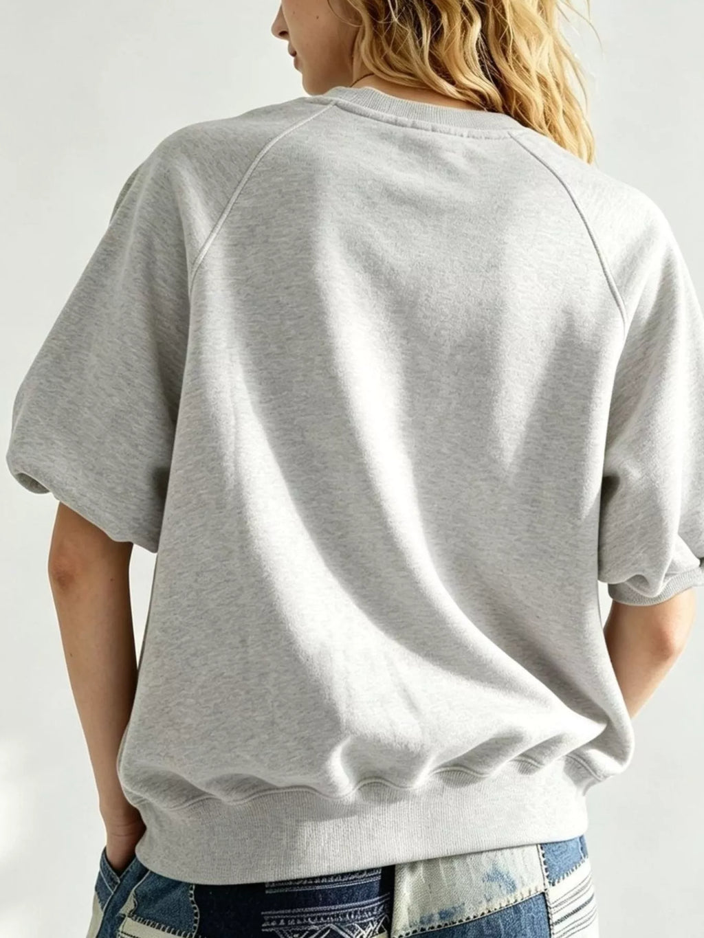Full Size Raglan Short-Sleeve Sweatshirt Plus Size
