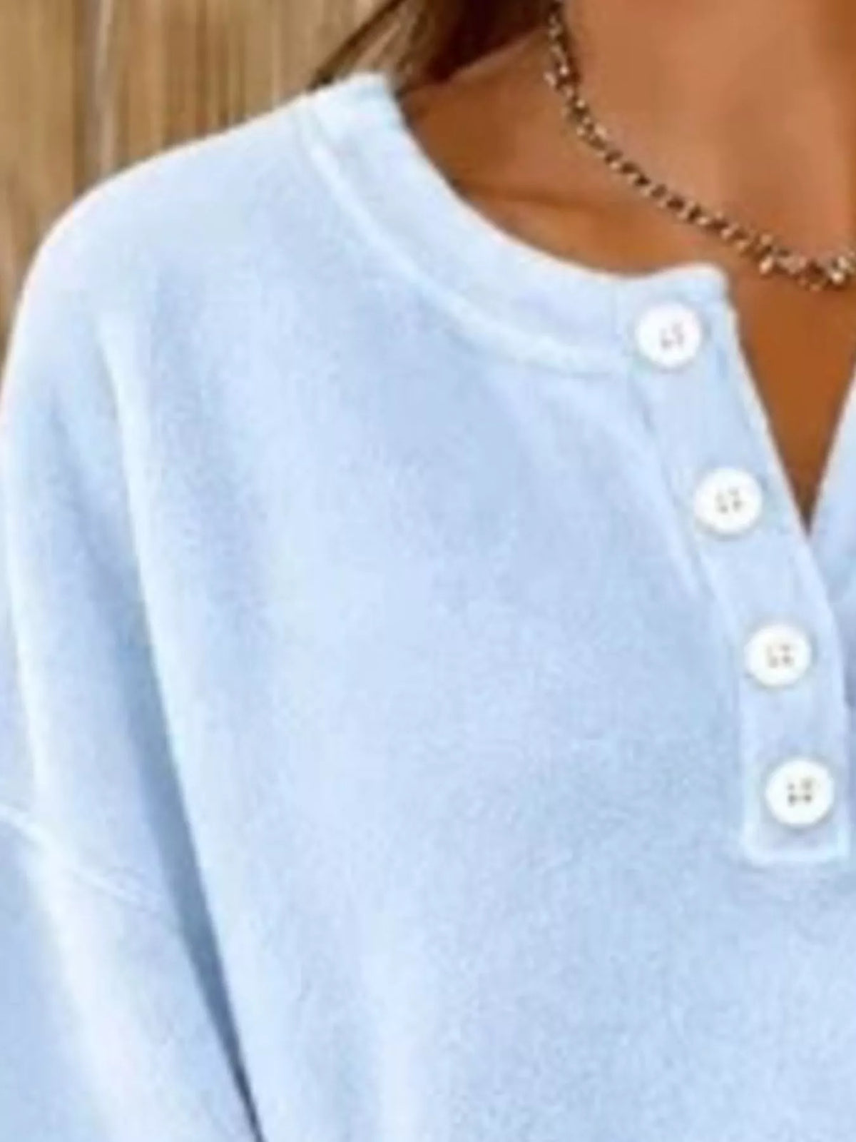 Button Detail Dropped Shoulder Sweatshirt