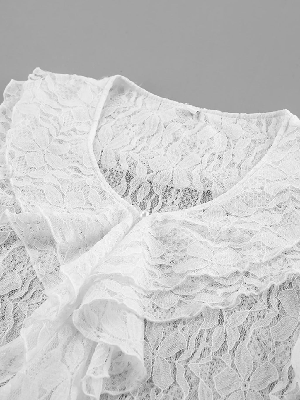 Lace V-Neck Flare Sleeve Blouse