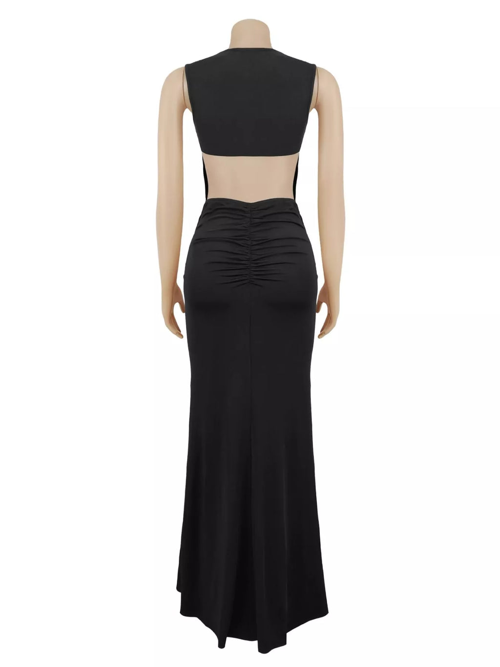 Sleeveless Bodycon Maxi Dress with Gold Buckle Detail