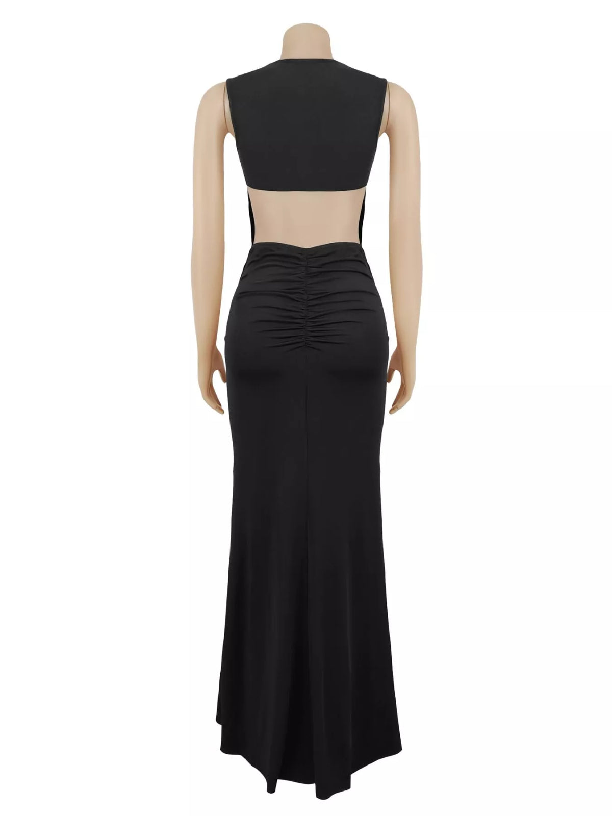 Sleeveless Bodycon Maxi Dress with Gold Buckle Detail