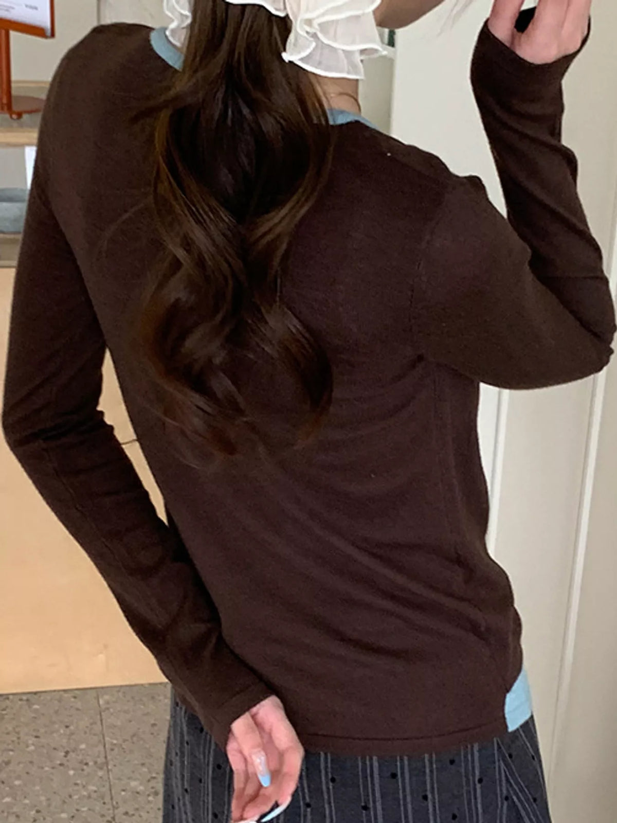 Layered Look Long Sleeve Knit Top