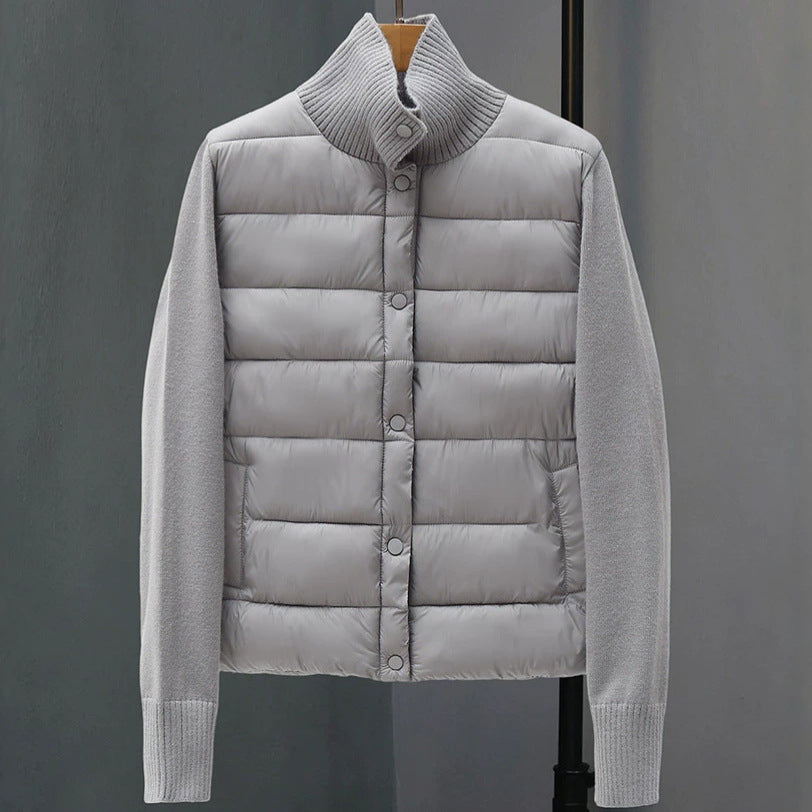 Womens Casual Stand-collar Knitted Cotton Coat