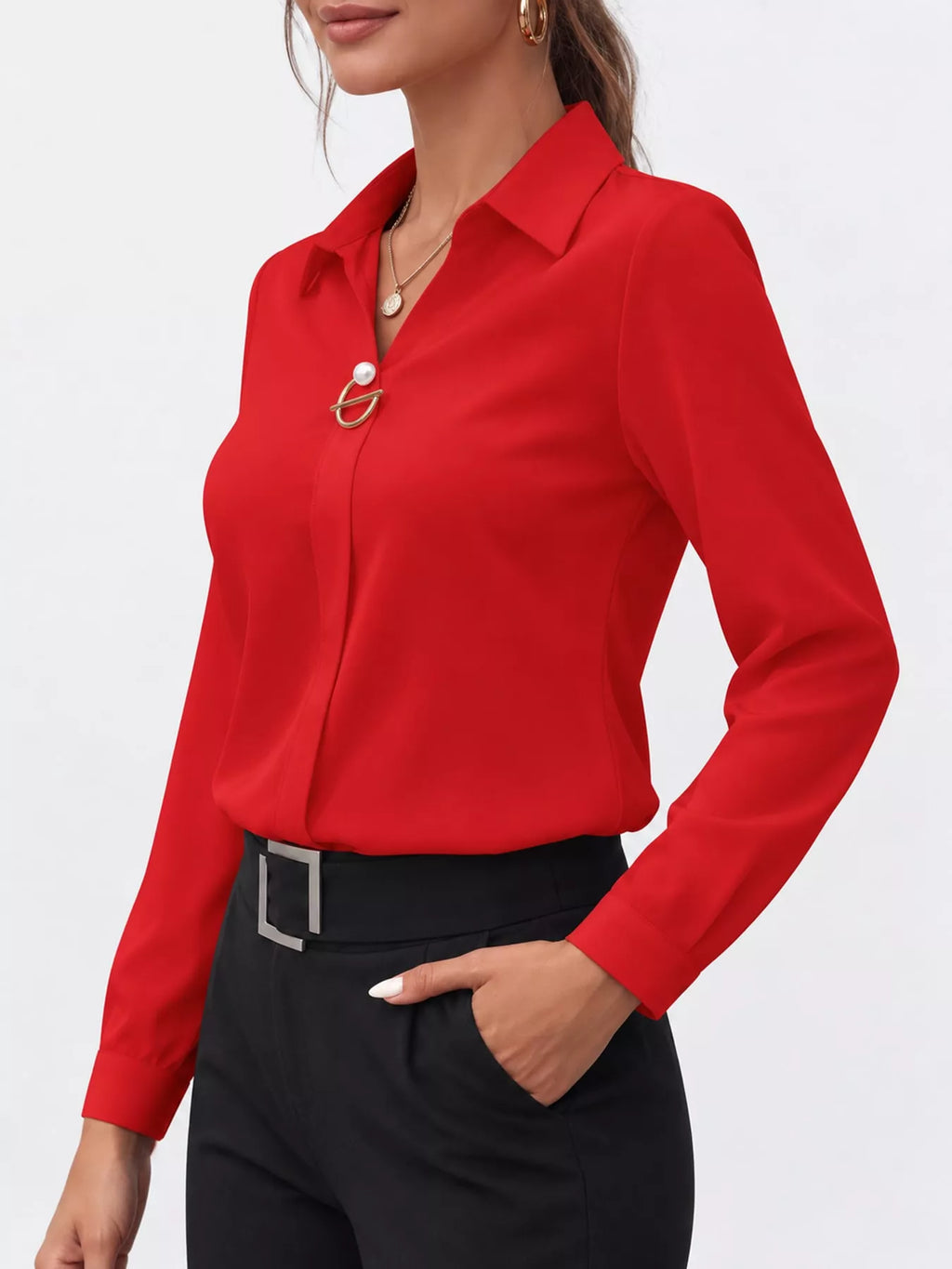 Long Sleeve Satin Blouse