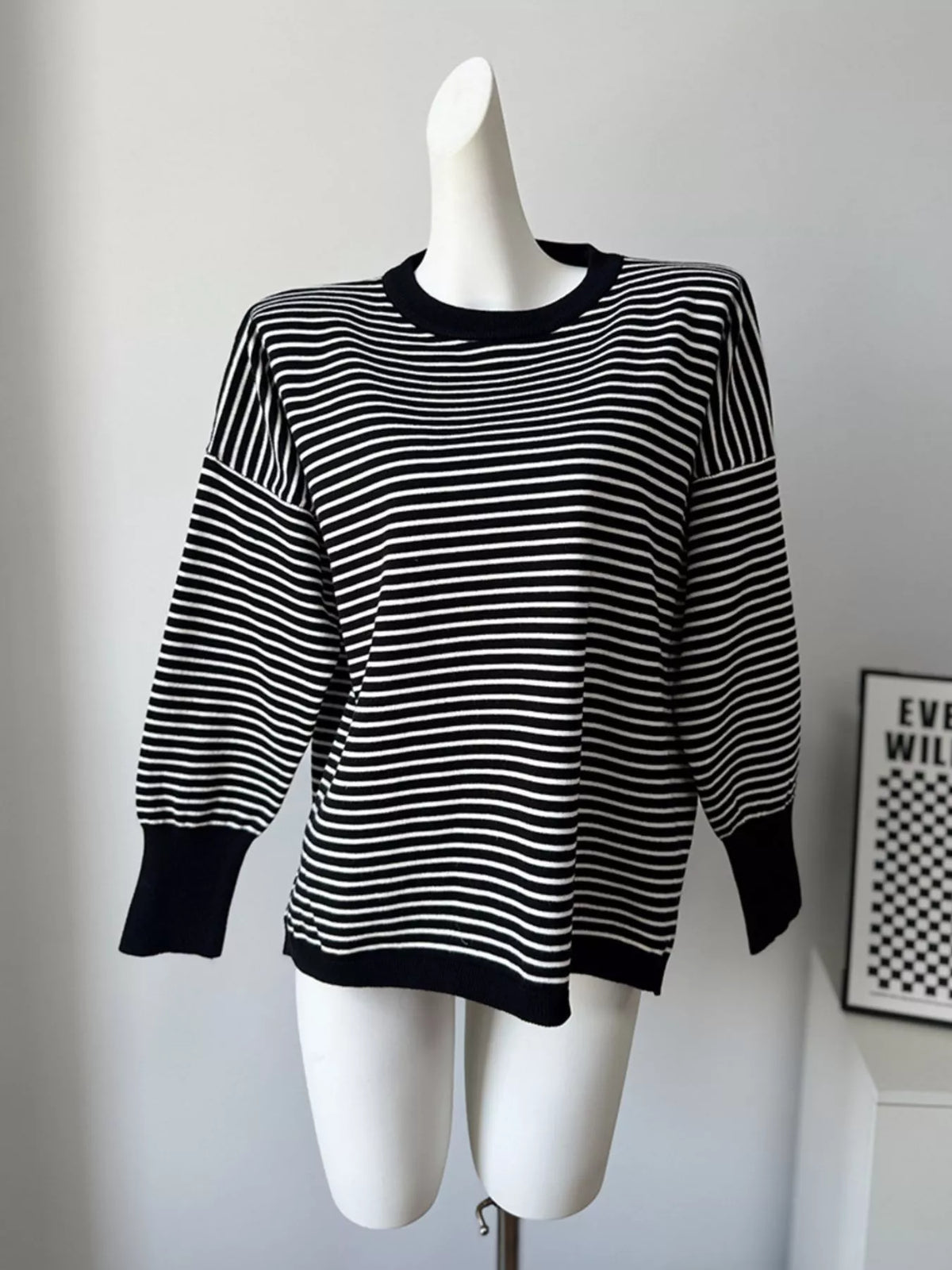 Striped Round Neck Knit Top