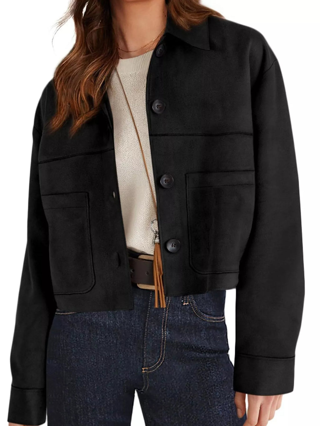 Button-Down Cropped Jacket