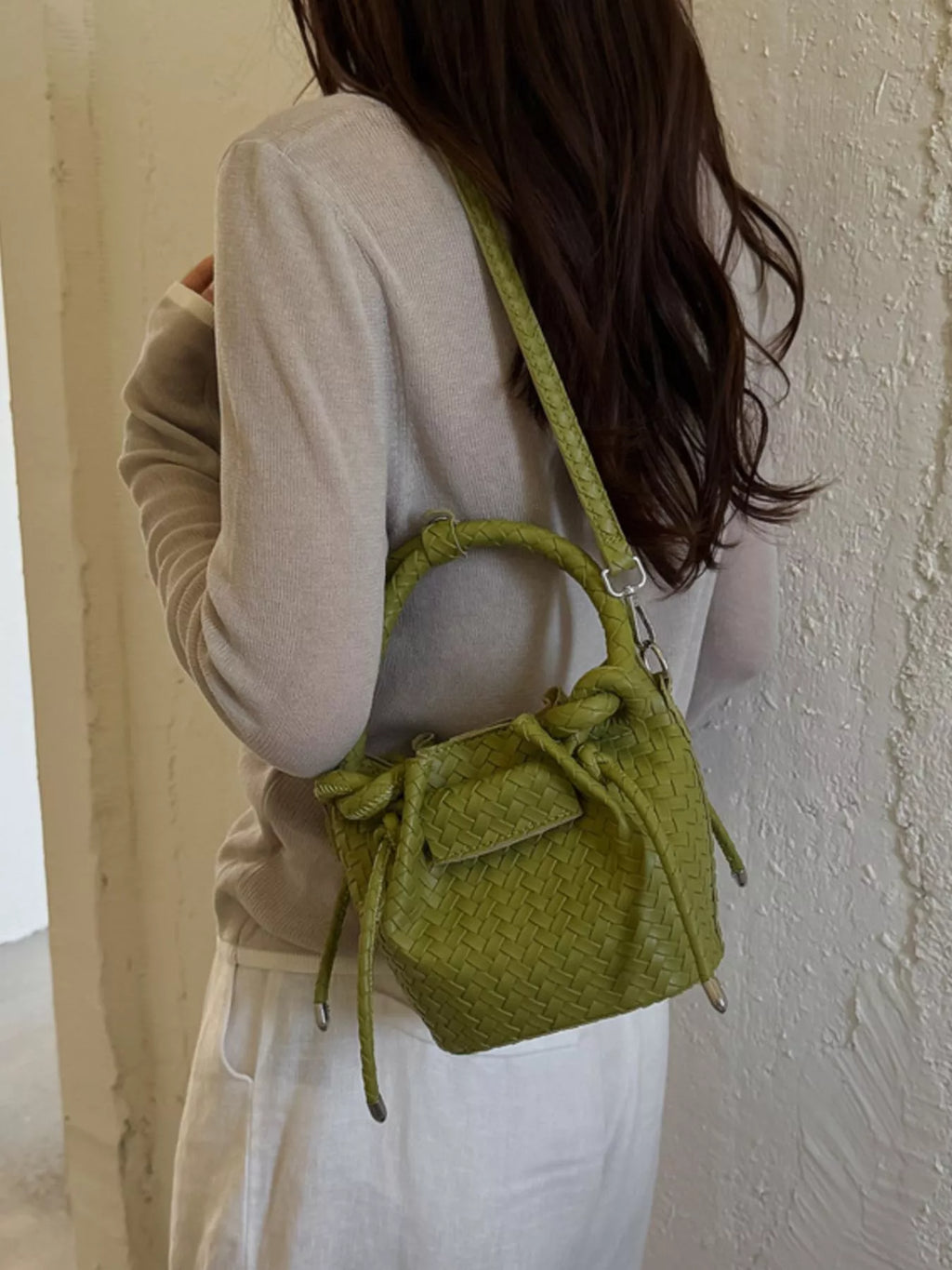Woven Bucket Crossbody Bag