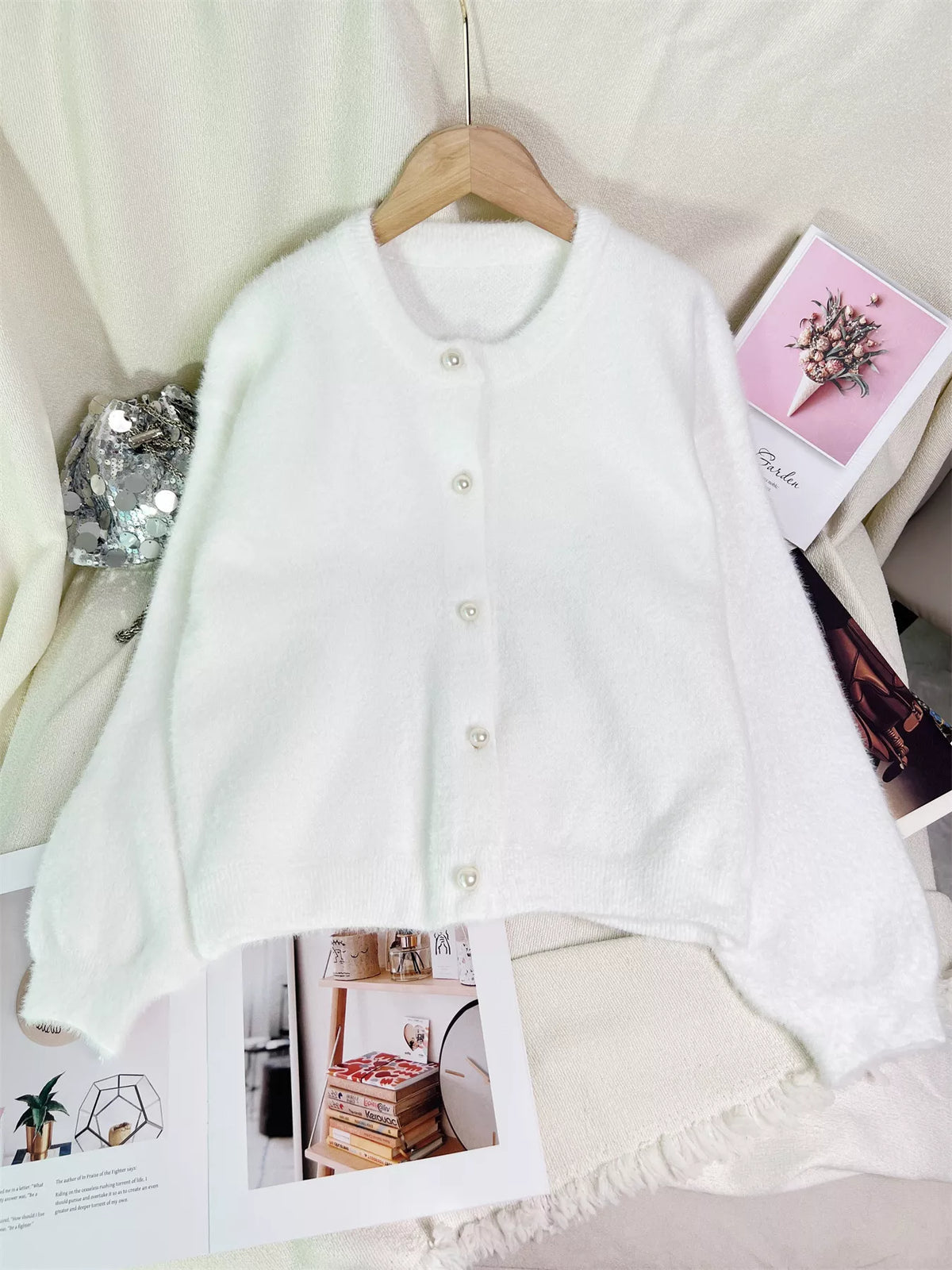 Fuzzy Knit Button Down Cardigan