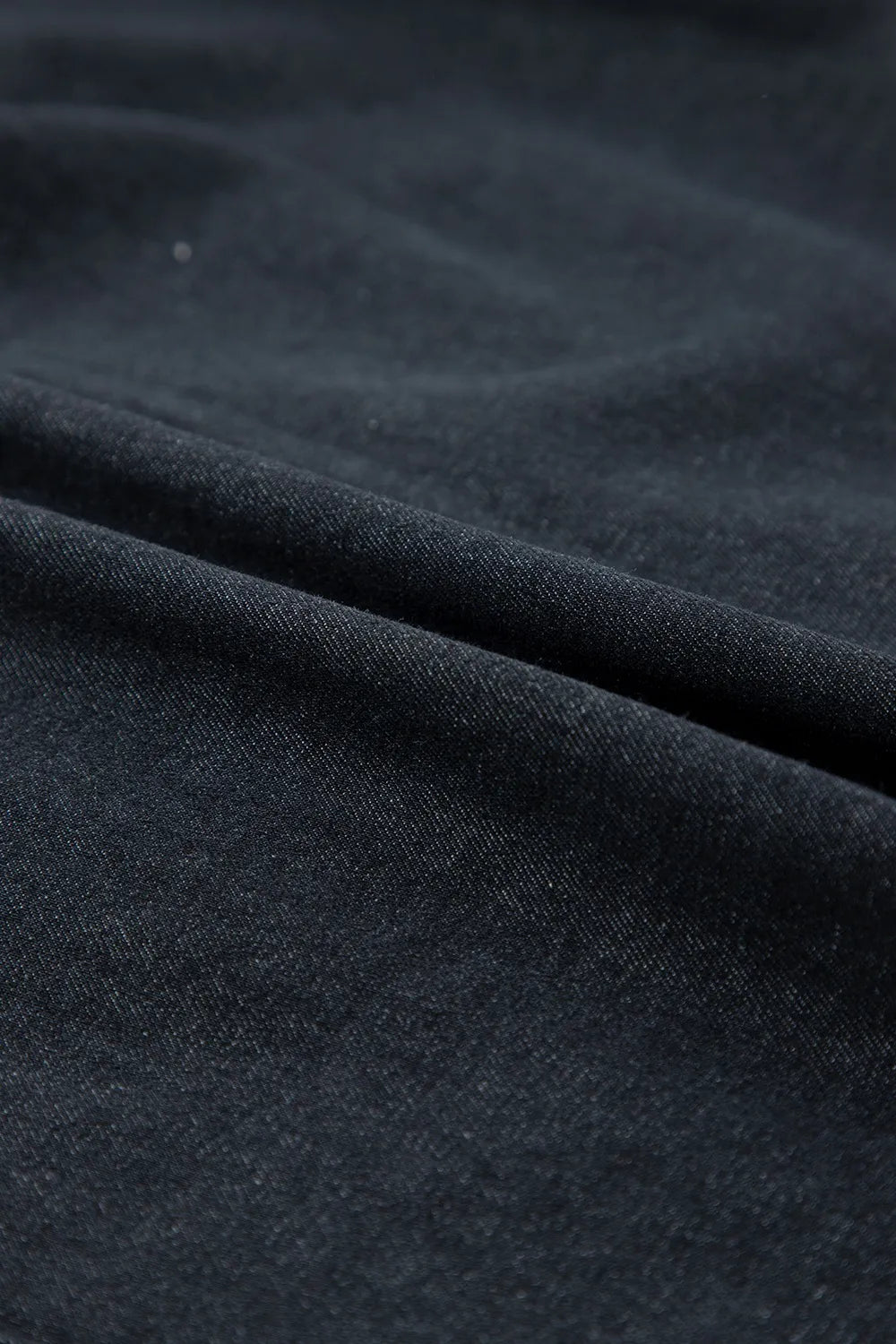 Button Down Raw Hem Ruffled Denim Shirt