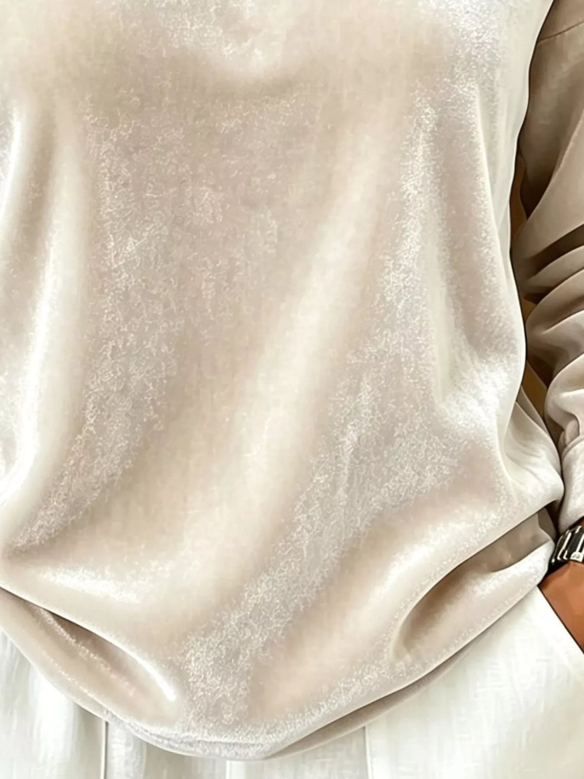 Full Size Velvet Asymmetrical Neck Sweatshirt with Buckle Detail Plus Size