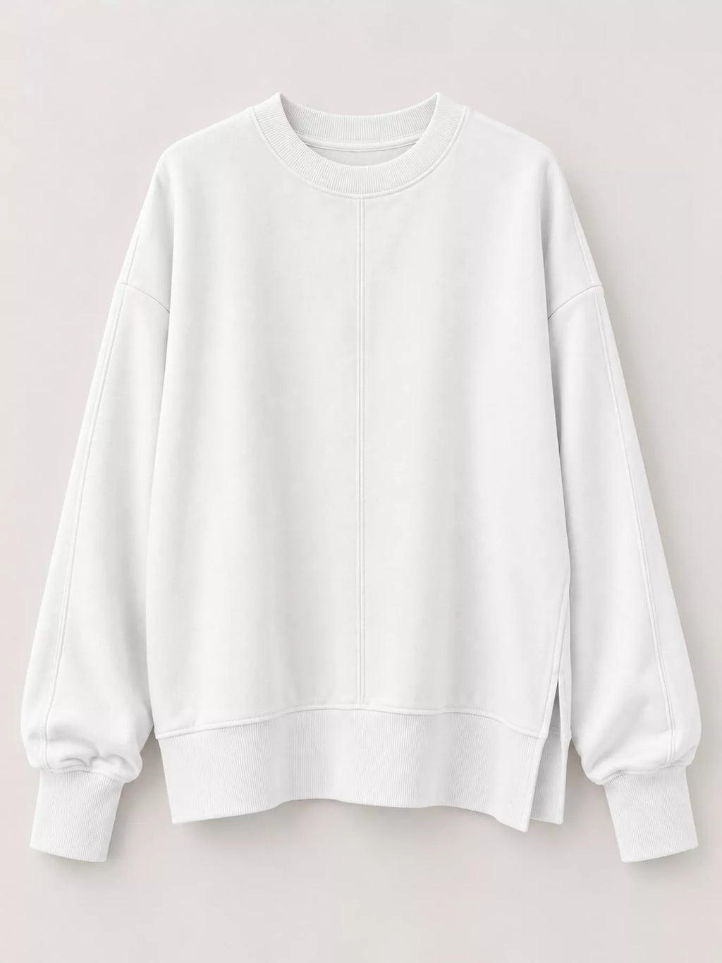 Oversized Crew Neck Sweatshirt with Side Slit
