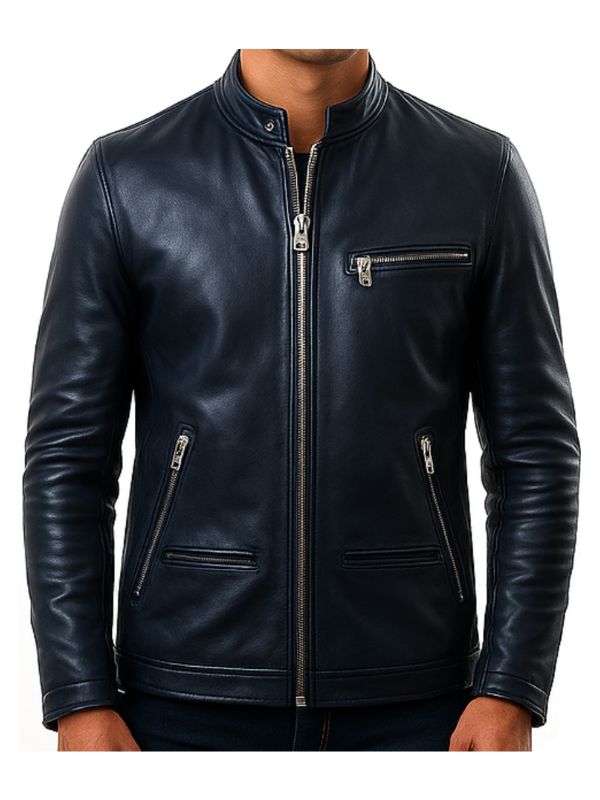 Men's Elijah Black Leather Biker Jacket