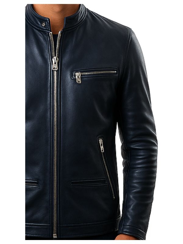 Men's Elijah Black Leather Biker Jacket