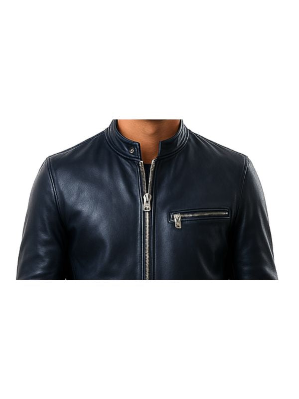 Men's Elijah Black Leather Biker Jacket
