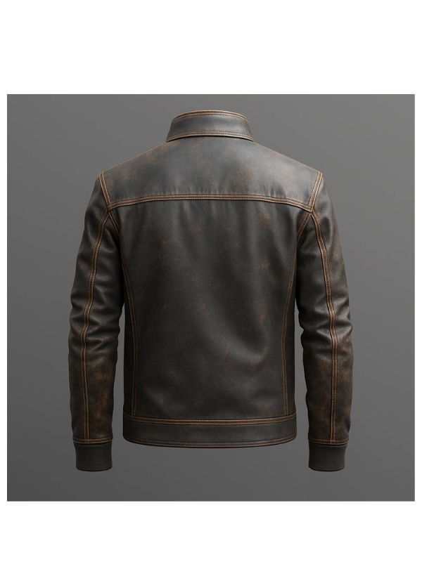 Men's Enzo Brown Leather Biker Jacket