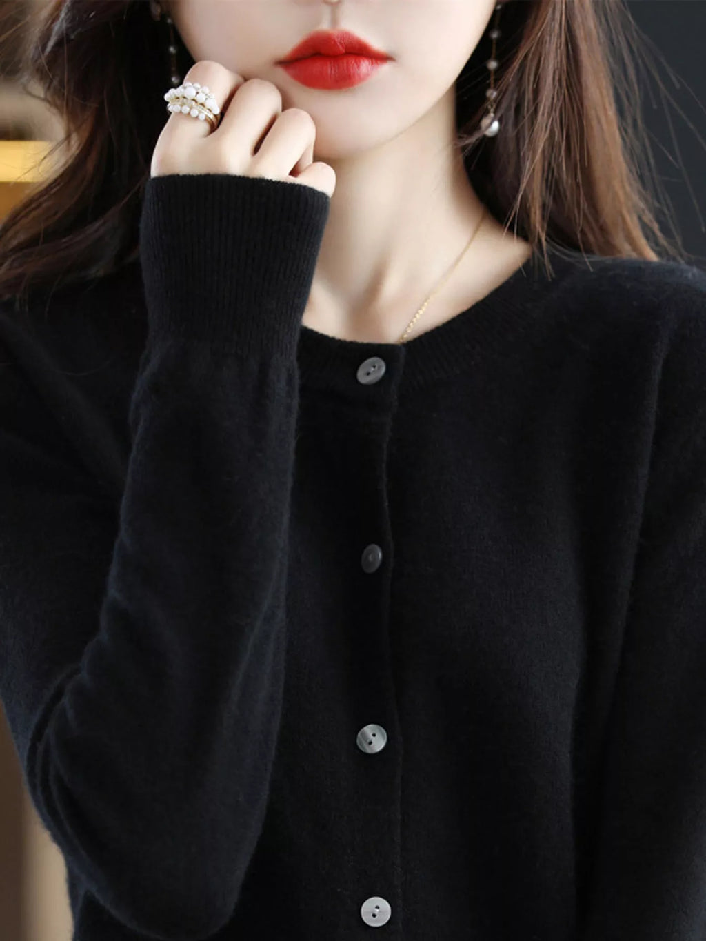 Classic Crew Neck Knit Cardigan