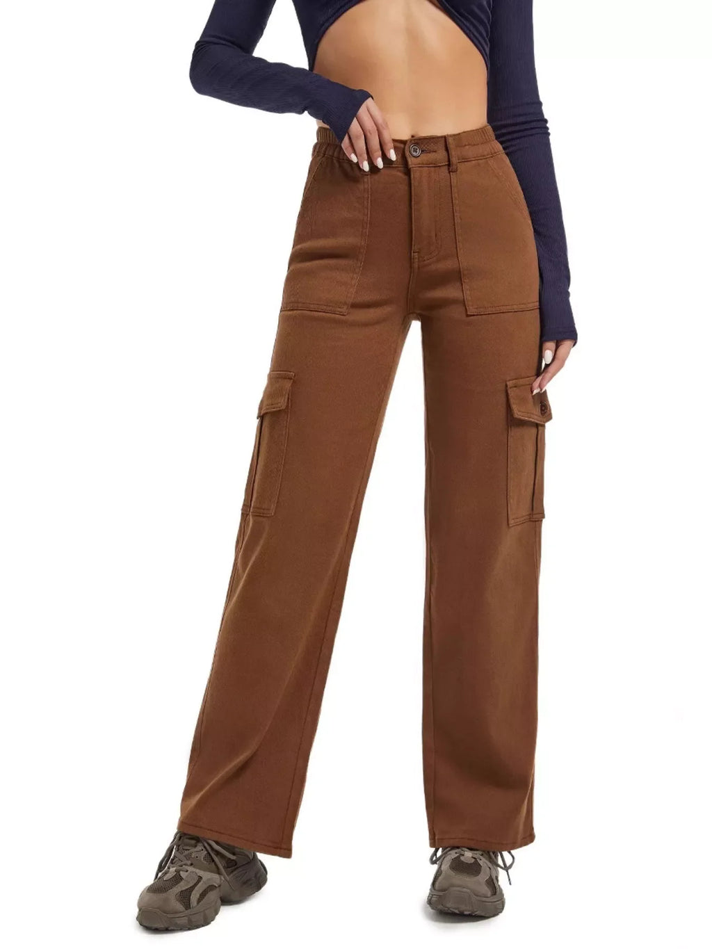 High-Waisted Cargo Jeans