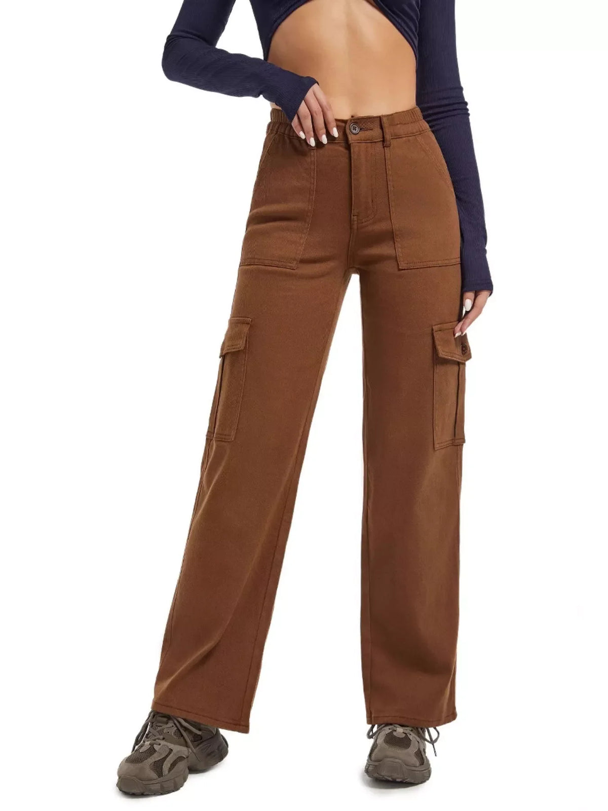 High-Waisted Cargo Jeans